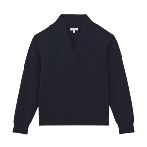 REISS Annabel Interlock Shawl-Neck Sweatshirt